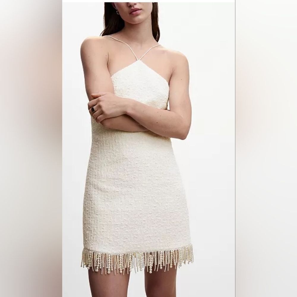 Jason Wu Textured Halter Pearl Strand Mini Dress - Picture 4 of 16